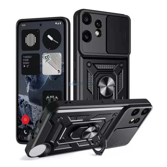 Defender szilikon telefonvédő (ütésállóság, tartógyűrű, kameravédő) FEKETE Nothing CMF Phone 2 Pro