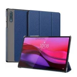   DUX DUCIS DOMO tok álló, bőr hatású (aktív FLIP, oldalra nyíló, TRIFOLD, asztali tartó, textil minta) SÖTÉTKÉK Lenovo Yoga Tab Plus (TB520FU)