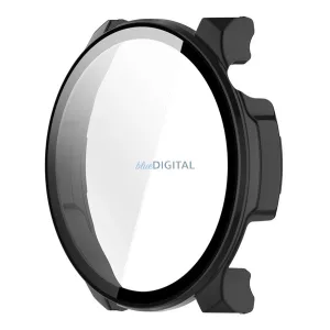Műanyag keret (BUMPER, ütésállóság + kijelzővédő üveg) FEKETE Amazfit Balance 2