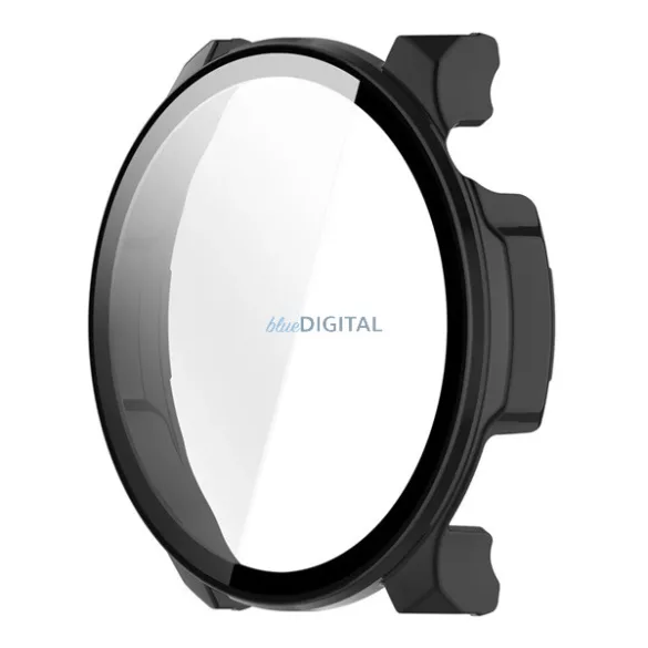 Műanyag keret (BUMPER, ütésállóság + kijelzővédő üveg) FEKETE Amazfit Balance 2