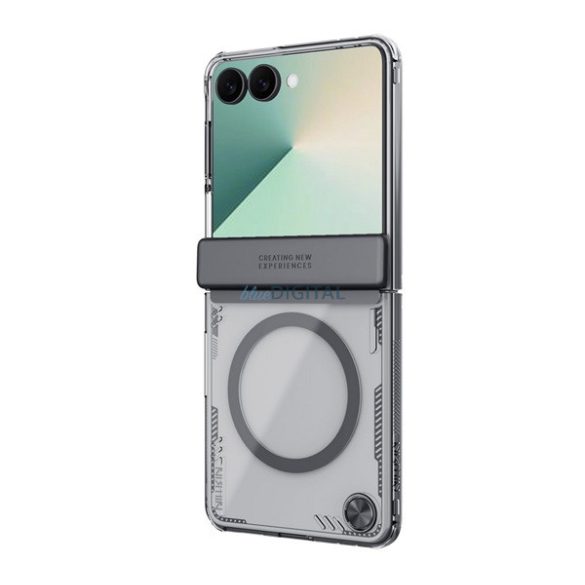 NILLKIN ICEBLADE szilikon telefonvédő (ütésállóság, kameravédő, kitámasztó, MagSafe) FEKETE Samsung Galaxy Z Flip7 (SM-F766)