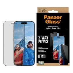   PANZERGLASS 2-WAY PRIVACY ULTRA-WIDE EASYALIGNER képernyővédő üveg (betekintés ellen, karcálló + segédkeret) FEKETE Apple iPhone 17 Pro