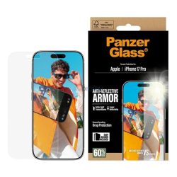   PANZERGLASS ANTI-REFLECTIVE ARMOR EASYALIGNER képernyővédő üveg (tükröződésmentes + segédkeret) ÁTLÁTSZÓ Apple iPhone 17 Pro