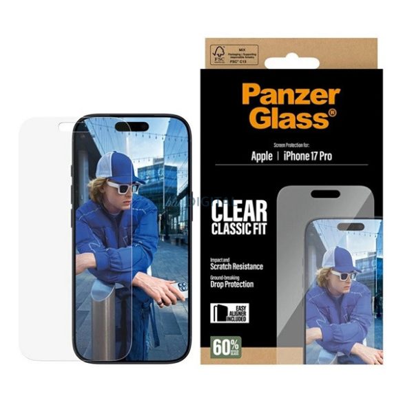 PANZERGLASS CLASSIC FIT EASYALIGNER képernyővédő üveg (oleofób réteg + segédkeret) ÁTLÁTSZÓ Apple iPhone 17 Pro