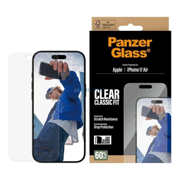 PANZERGLASS CLASSIC FIT EASYALIGNER képernyővédő üveg (oleofób réteg + segédkeret) ÁTLÁTSZÓ Apple iPhone Air