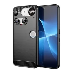   Szilikon telefonvédő (ütésállóság, légpárnás sarok, szálcsiszolt, karbon minta) FEKETE Nothing Phone (3)