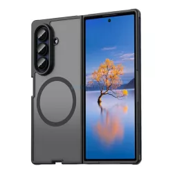   Szilikon telefonvédő (ütésállóság, matt, műanyag hátlap, kameravédő, MagSafe) FEKETE Samsung Galaxy Z Fold7 (SM-F966)