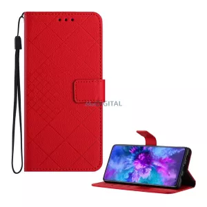 Tok álló, bőr hatású (FLIP, oldalra nyíló, asztali tartó, négyzet, prémium) PIROS T Phone 3 5G