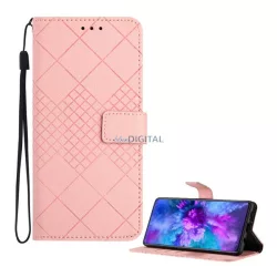   Tok álló, bőr hatású (FLIP, oldalra nyíló, asztali tartó, négyzet, prémium) RÓZSASZÍN T Phone 3 5G