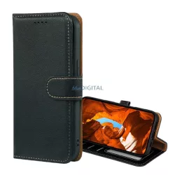   Tok álló, bőr hatású (FLIP, oldalra nyíló, asztali tartó, RFID, mágneses csat, prémium) FEKETE T Phone 3 5G