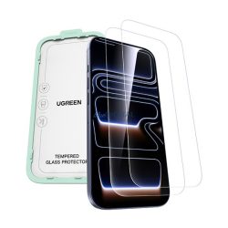   UGREEN SP1143 képernyővédő üveg 2db (2.5D, 0.33mm, 9H + segédkeret) ÁTLÁTSZÓ Apple iPhone 17 Pro Max