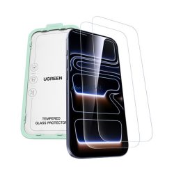   UGREEN SP1144 képernyővédő üveg 2db (2.5D, 0.33mm, 9H + segédkeret) ÁTLÁTSZÓ Apple iPhone 17 Pro