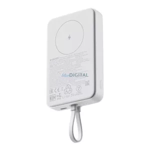 XIAOMI vésztöltő Type-C aljzat (10000mAh, 33W, gyorstöltő, MagSafe, fix Type-C kábel) FEHÉR