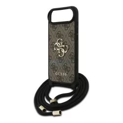   GUESS 4G BIG LOGO CORD STAP CROSSBODY műanyag telefonvédő (ütésállóság, bőr hatású hátlap + vállpánt) BARNA Apple iPhone Air