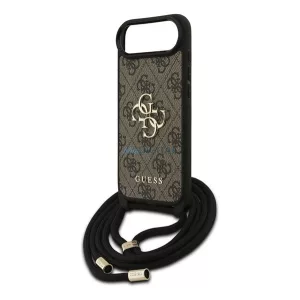 GUESS 4G BIG LOGO CORD STAP CROSSBODY műanyag telefonvédő (ütésállóság, bőr hatású hátlap + vállpánt) BARNA Apple iPhone Air