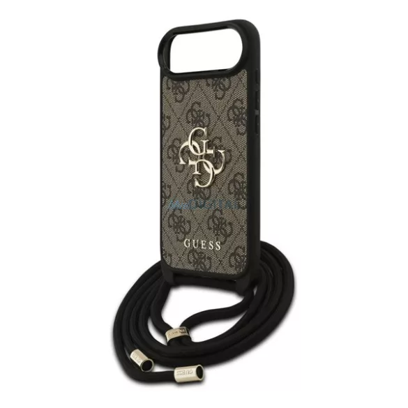 GUESS 4G BIG LOGO CORD STAP CROSSBODY műanyag telefonvédő (ütésállóság, bőr hatású hátlap + vállpánt) BARNA Apple iPhone Air