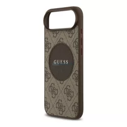   GUESS 4G CIRCLE CLASSIC LOGO szilikon telefonvédő (ütésállóság, textil hátlap, MagSafe) SÖTÉTBARNA Apple iPhone Air