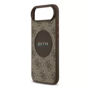 GUESS 4G CIRCLE CLASSIC LOGO szilikon telefonvédő (ütésállóság, textil hátlap, MagSafe) SÖTÉTBARNA Apple iPhone Air