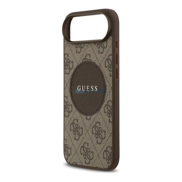 GUESS 4G CIRCLE CLASSIC LOGO szilikon telefonvédő (ütésállóság, textil hátlap, MagSafe) SÖTÉTBARNA Apple iPhone Air