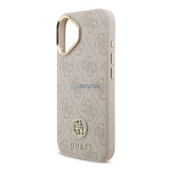   GUESS 4G STRASS LOGO & BIG STRAP METAL BUTTONS szilikon telefonvédő (bőr hatású hátlap, MagSafe + vállpánt) RÓZSASZÍN Apple iPhone 17