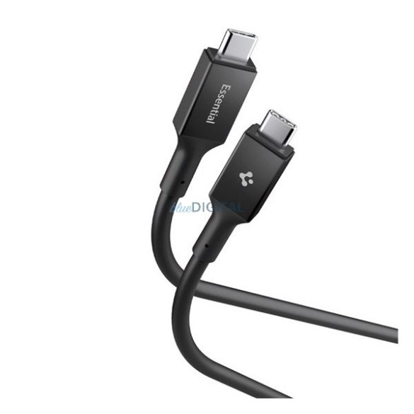 SPIGEN ESSENTIAL EB10010CC adatkábel (Type-C - Type-C, 100W, PD gyorstöltő, 100cm) FEKETE