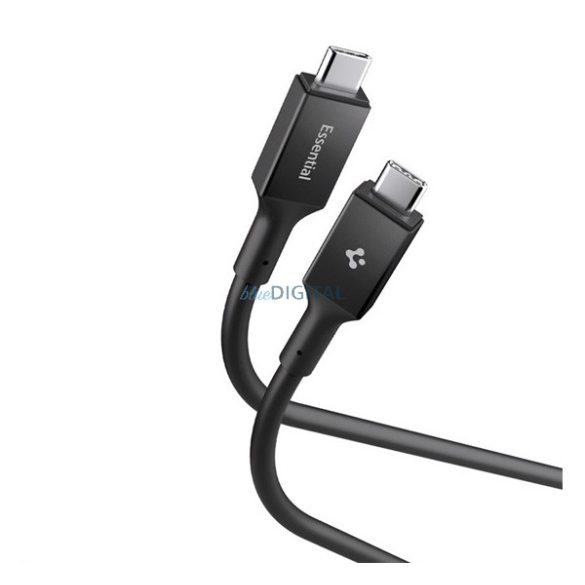 SPIGEN ESSENTIAL EB10020CC adatkábel (Type-C - Type-C, 100W, PD gyorstöltő, 200cm) FEKETE
