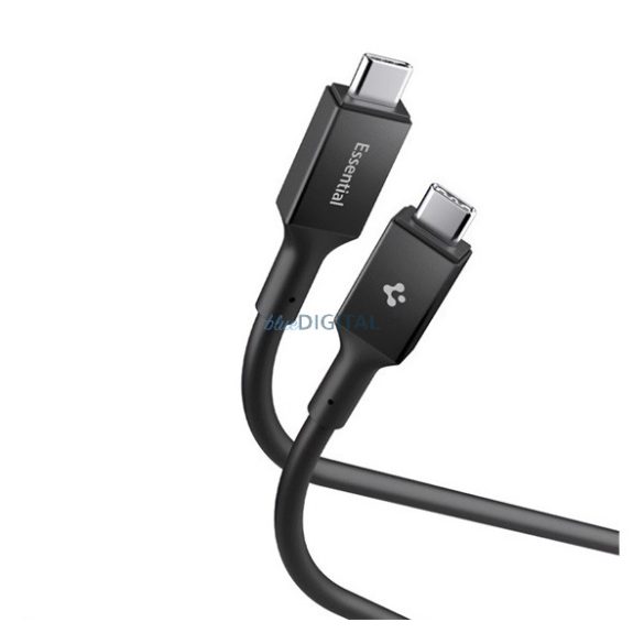 SPIGEN ESSENTIAL EB24012CC adatkábel (Type-C - Type-C, 240W, PD gyorstöltő, 120cm) FEKETE