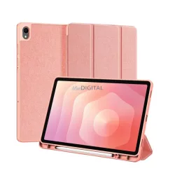   DUX DUCIS DOMO tok álló, bőr hatású (aktív FLIP, oldalra nyíló, TRIFOLD, asztali tartó, ceruza tartó) RÓZSASZÍN Samsung Galaxy Tab S11 5G (SM-X736B), Galaxy Tab S11 WIFI (SM-X730)