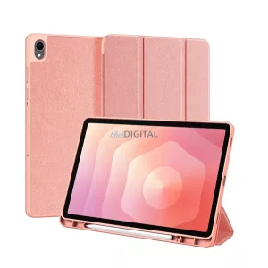DUX DUCIS DOMO tok álló, bőr hatású (aktív FLIP, oldalra nyíló, TRIFOLD, asztali tartó, ceruza tartó) RÓZSASZÍN Samsung Galaxy Tab S11 5G (SM-X736B), Galaxy Tab S11 WIFI (SM-X730)