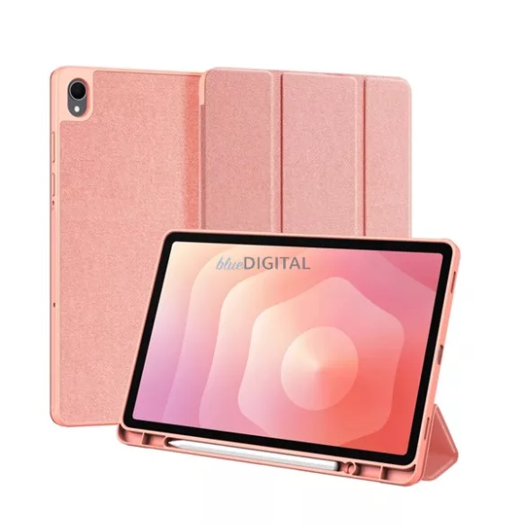 DUX DUCIS DOMO tok álló, bőr hatású (aktív FLIP, oldalra nyíló, TRIFOLD, asztali tartó, ceruza tartó) RÓZSASZÍN Samsung Galaxy Tab S11 5G (SM-X736B), Galaxy Tab S11 WIFI (SM-X730)