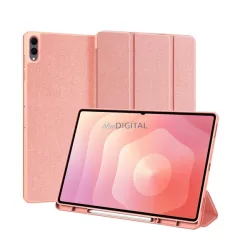   DUX DUCIS DOMO tok álló, bőr hatású (aktív FLIP, oldalra nyíló, TRIFOLD, asztali tartó, ceruza tartó) RÓZSASZÍN Samsung Galaxy Tab S11 Ultra 5G (SM-X936B), Galaxy Tab S11 Ultra WIFI (SM-X9