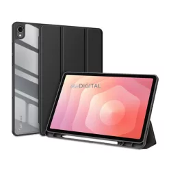   DUX DUCIS TOBY tok álló, bőr hatású (aktív FLIP, oldalra nyíló, TRIFOLD, asztali tartó, ceruza tartó) FEKETE Samsung Galaxy Tab S11 5G (SM-X736B), Galaxy Tab S11 WIFI (SM-X730)
