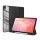 DUX DUCIS TOBY tok álló, bőr hatású (aktív FLIP, oldalra nyíló, TRIFOLD, asztali tartó, ceruza tartó) FEKETE Samsung Galaxy Tab S11 5G (SM-X736B), Galaxy Tab S11 WIFI (SM-X730)