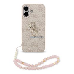   GUESS 4G STRAP 4G CLASSIC LOGO szilikon telefonvédő (ütésállóság, bőr hatású hátlap + kézpánt) RÓZSASZÍN Apple iPhone 17