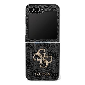 GUESS BIG 4G CLASSIC LOGO szilikon telefonvédő (műanyag hátlap, ütésállóság, ECO bőr hatású hátlap) FEKETE Samsung Galaxy Z Flip7 (SM-F766)