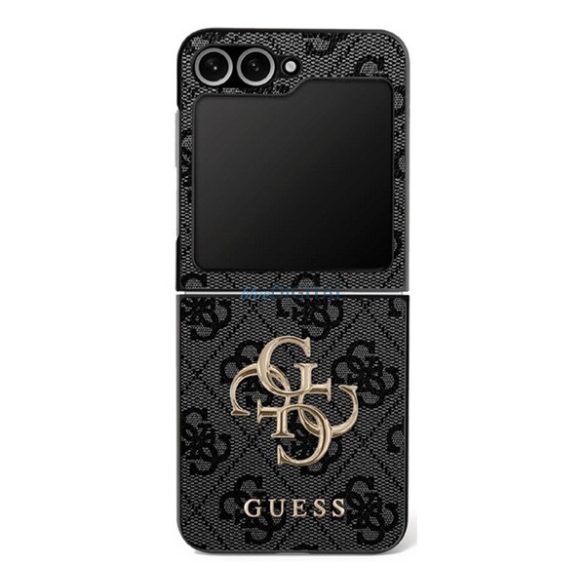 GUESS BIG 4G CLASSIC LOGO szilikon telefonvédő (műanyag hátlap, ütésállóság, ECO bőr hatású hátlap) FEKETE Samsung Galaxy Z Flip7 (SM-F766)