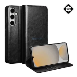   QIALINO tok álló, valódi bőr (FLIP, oldalra nyíló, asztali tartó) FEKETE Samsung Galaxy S25 FE (SM-S731)
