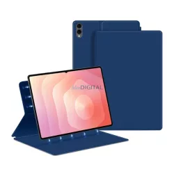   Tok álló, bőr hatású (aktív FLIP, mágneses, oldalra nyíló, asztali tartó) SÖTÉTKÉK Samsung Galaxy Tab S11 Ultra 5G (SM-X936B), Galaxy Tab S11 Ultra WIFI (SM-X930)