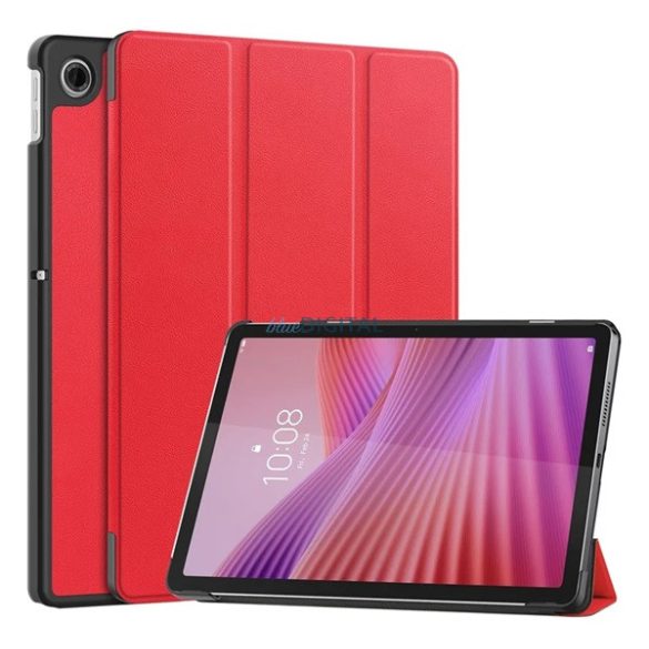 Tok álló, bőr hatású (aktív FLIP, oldalra nyíló, TRIFOLD, asztali tartó) PIROS Lenovo Tab 10.1 (TB-311FU)