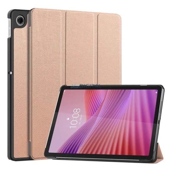 Tok álló, bőr hatású (aktív FLIP, oldalra nyíló, TRIFOLD, asztali tartó) ROZÉARANY Lenovo Tab 10.1 (TB-311FU)