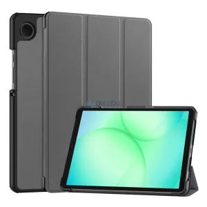 Tok álló, bőr hatású (aktív FLIP, oldalra nyíló, TRIFOLD, asztali tartó) SÖTÉTSZÜRKE Samsung Galaxy Tab A11 LTE (SM-X135), Galaxy Tab A11 WIFI (SM-X130)