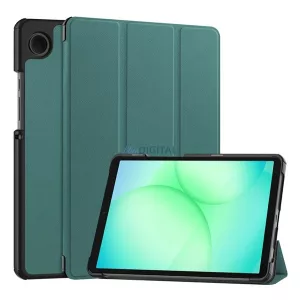 Tok álló, bőr hatású (aktív FLIP, oldalra nyíló, TRIFOLD, asztali tartó) SÖTÉTZÖLD Samsung Galaxy Tab A11 LTE (SM-X135), Galaxy Tab A11 WIFI (SM-X130)