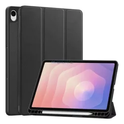   Tok álló, bőr hatású (aktív FLIP, oldalra nyíló, TRIFOLD, asztali tartó, ceruza tartó) FEKETE Samsung Galaxy Tab S11 5G (SM-X736B), Galaxy Tab S11 WIFI (SM-X730)