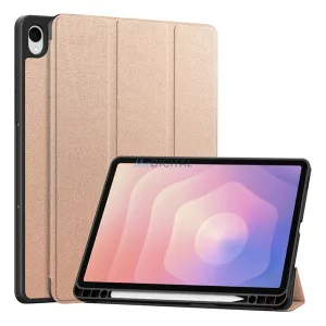 Tok álló, bőr hatású (aktív FLIP, oldalra nyíló, TRIFOLD, asztali tartó, ceruza tartó) ROZÉARANY Samsung Galaxy Tab S11 5G (SM-X736B), Galaxy Tab S11 WIFI (SM-X730)