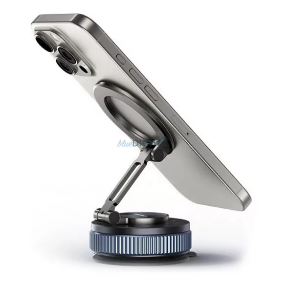 USAMS ZJ084 autós tartó (műszerfalra, szélvédőre, mágneses, 360°, állítható, 4-7" méret) FEKETE