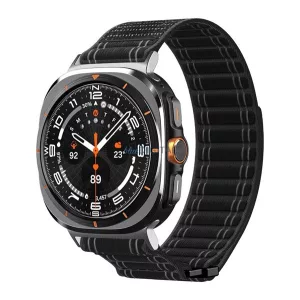 SPIGEN WBF0 pótszíj (egyedi méret, nylon, tépőzáras, állítható) FEKETE Samsung Galaxy Watch Ultra eSIM 47mm (SM-L705)