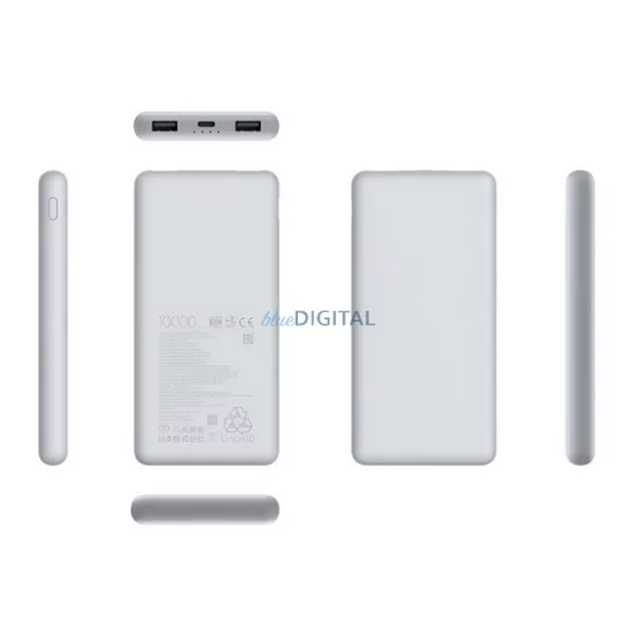 XIAOMI LITE vésztöltő 2 USB+Type-C aljzat (10000mAh, 22.5W, PD gyorstöltő) FEHÉR