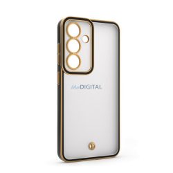   Szilikon telefonvédő (ütésállóság, matt, műanyag hátlap, kameravédő) ARANY/FEKETE Samsung Galaxy S25 (SM-S931)