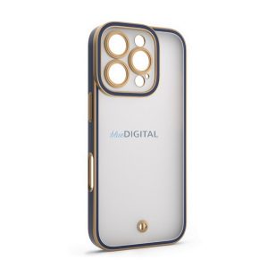 Szilikon telefonvédő (ütésállóság, matt, műanyag hátlap, kameravédő) ARANY/SÖTÉTKÉK Apple iPhone 16 Pro