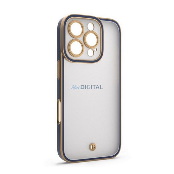 Szilikon telefonvédő (ütésállóság, matt, műanyag hátlap, kameravédő) ARANY/SÖTÉTKÉK Apple iPhone 16